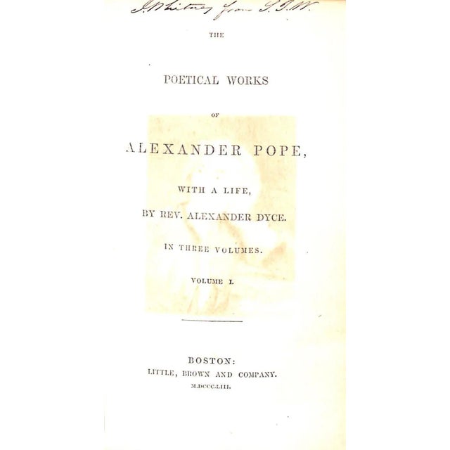 Traditional "Pope's Poetical Works: Volumes I, Ii, Iii" 1853 Pope, Alexander For Sale - Image 3 of 5