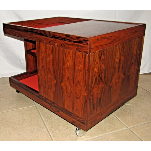 MCM Swedish Rosewood Rolling Bar Cart Cabinet by Artie Circa 1960s For Sale - Image 13 of 16