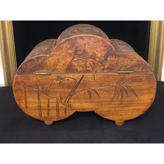 Mid-Century Hand-Carved Camphor Wood Scalloped Chest With Brass Latch For Sale - Image 12 of 18