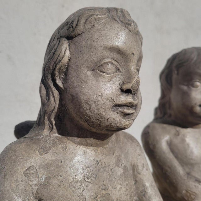 18th Century 18th Century Candle-Bearing Angels in Marble, Set of 2 For Sale - Image 5 of 18