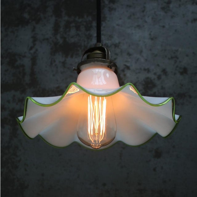 1950s Mid-Century Modern French Opaline Glass Pendant Light For Sale - Image 5 of 6