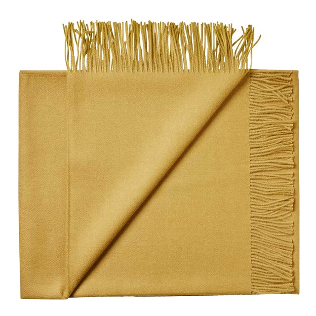 Solid Baby Alpaca Wrap / Throw - Mustard For Sale