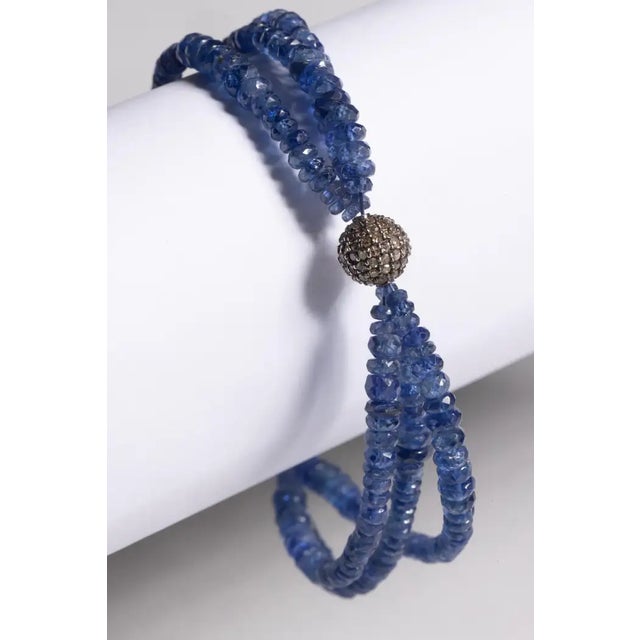 Deborah Lockhart Phillips 1990s Blue Sapphire and Diamond Beaded Bracelet by Deborah Lockhart Phillips For Sale - Image 4 of 6