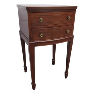1940s Tall Bow Front Mahogany Nightstand Side End Table 6163 For Sale