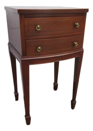 1940s Tall Bow Front Mahogany Nightstand Side End Table 6163