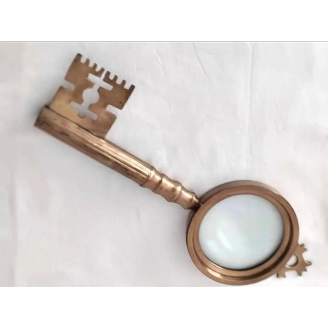 For your consideration. . . A rare vintage Skeleton Key shaped magnifying glass made of heavy weight brass. This...