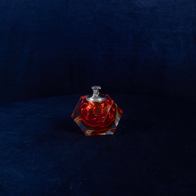 Faceted Murano Sommerso Glass Table Lighter by Alessandro Mandruzzato, 1970 For Sale - Image 10 of 18