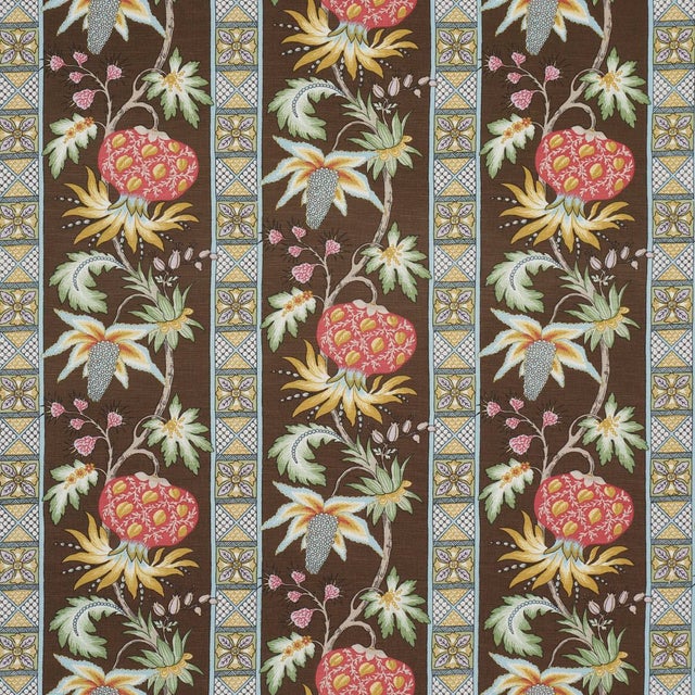 SAMPLE - Schumacher Bailey Botanical Fabric In Chocolate For Sale