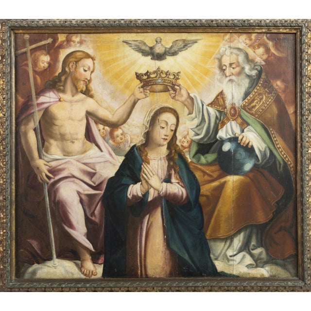 European School Artist, The Coronation of the Virgin, 17th Century, Oil on Panel For Sale - Image 5 of 6
