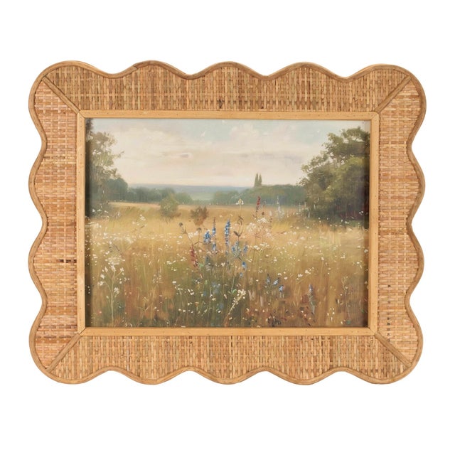 Kenneth Ludwig Chicago Scalloped Bamboo Framed Landscape Print (Set of 2) For Sale - Image 4 of 5