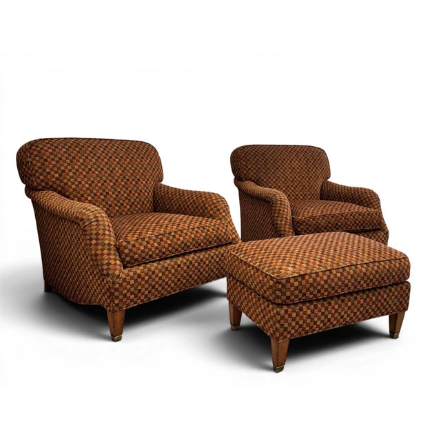 English Classic Lewis Mittman Lounge Chairs & Ottoman - 3 Piece Set For Sale - Image 3 of 13