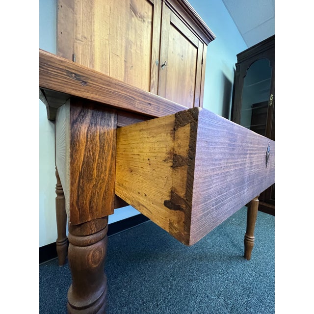 Antique Southern Pine Two Piece Plantation Secretary Desk For Sale - Image 10 of 12