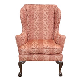 Late 20th Century Kittinger Colonial Williamsburg Mahogany Wing Chair Cw 104 Claw & Ball Feet For Sale