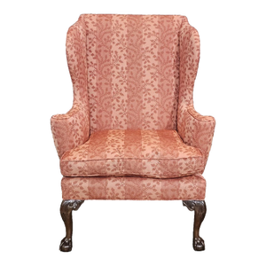 Late 20th Century Kittinger Colonial Williamsburg Mahogany Wing Chair Cw 104 Claw & Ball Feet