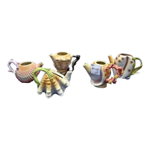 1980s Ceramic Seashell Creamers or Teapots- Set of 6