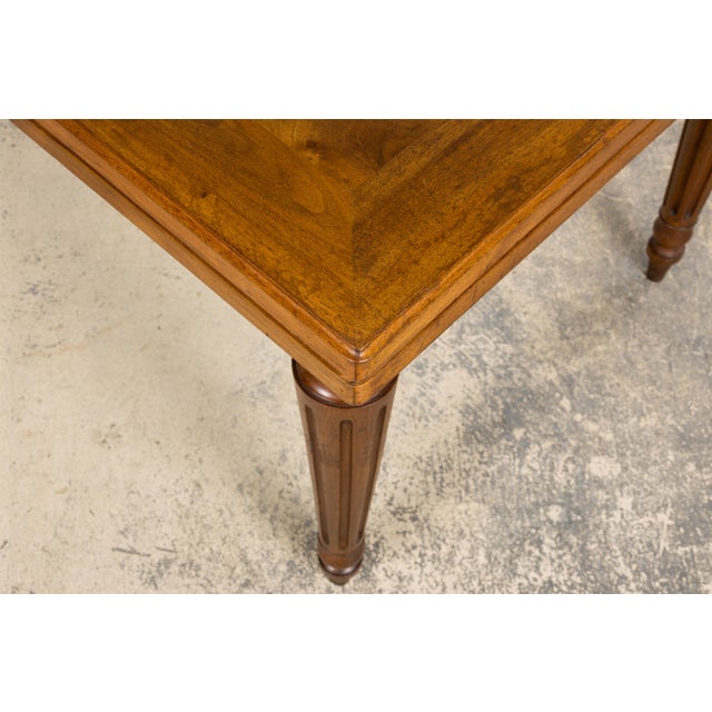 French Louis XVI Style Walnut Extendable Dining Table With Parquetry Top, Provence For Sale - Image 10 of 17