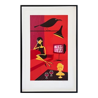 “Shag”Josh Agle Elsa and the Raven Signed Numbered Serigraph 2006 Framed 24|200 For Sale