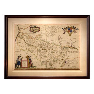 Map of Picardy with Costume Figures from Blaeu, France, 1642 For Sale