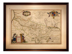 Map of Picardy with Costume Figures from Blaeu, France, 1642