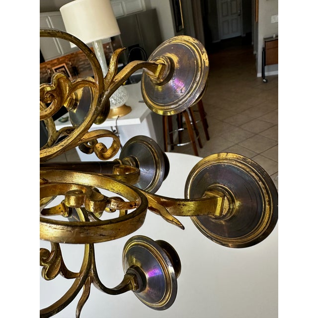 Single Antique Gothic Revival Brass 6 Light Candelabra For Sale - Image 9 of 18