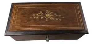 Antique Marquetry Inlaid Swiss Music Box