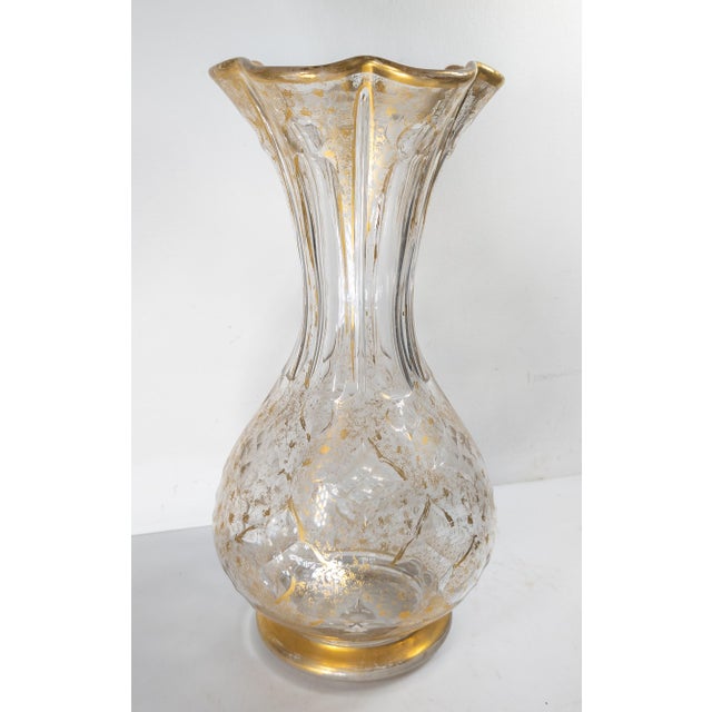 Glass 19th Century French or Bohemian Cut Glass Crystal Vase With Gilding For Sale - Image 7 of 15