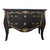 Baroque dresser with wavy front and sides, equipped with 2 drawers, made of black lacquered wood decorated with floral...