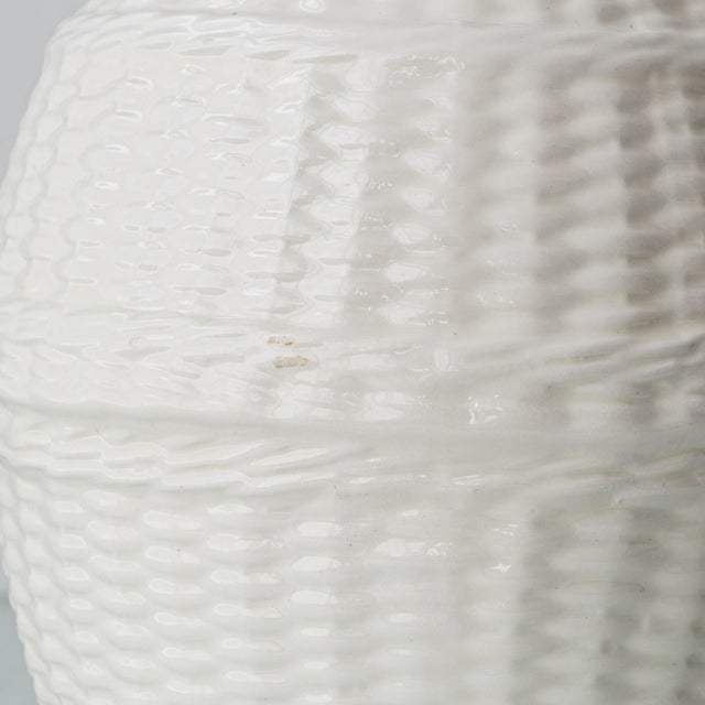 Textile Vintage Spanish Ceramic Faux Wicker Table Lamps with New Jute Shades, 1970s, Set of 2 For Sale - Image 7 of 18