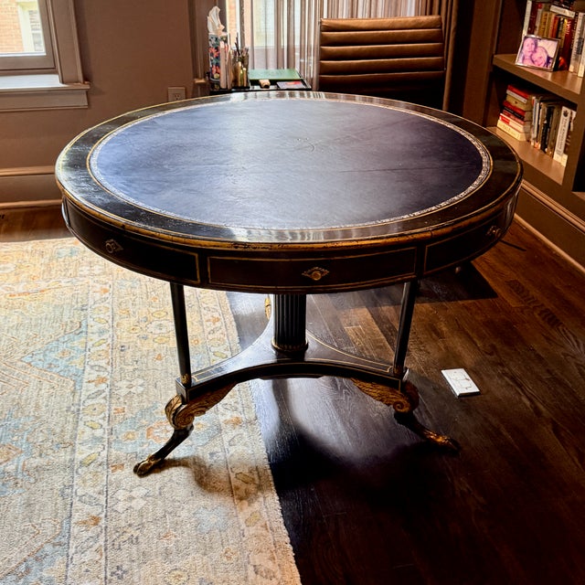 Antique Regency Style Leather Topped Table For Sale - Image 13 of 15