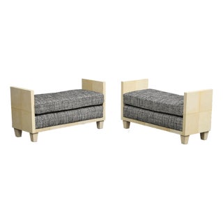 Parchment Benches Inspired by Jean Michel Frank, Mid-Century Modern Style For Sale