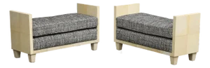 Parchment Benches Inspired by Jean Michel Frank, Mid-Century Modern Style