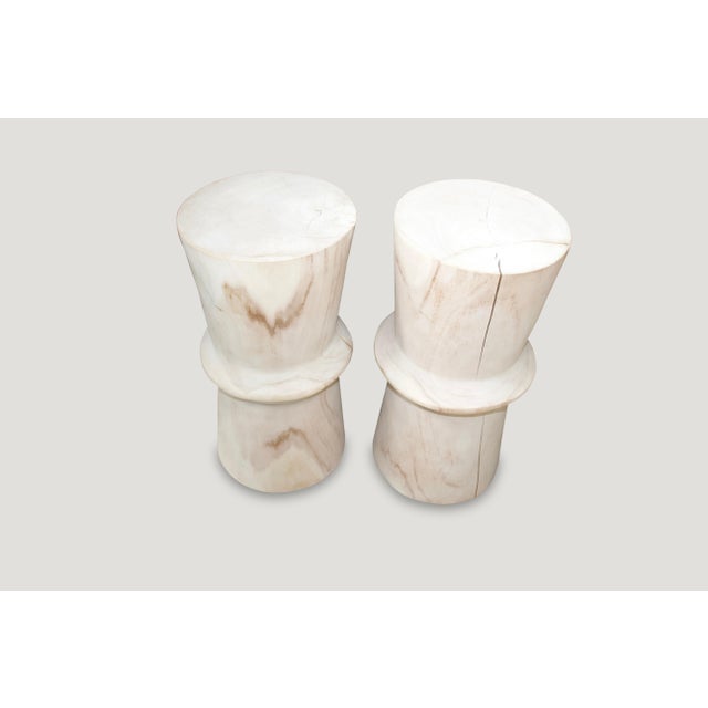 Andrianna Shamaris Bleached Teak Wood Side Table or Stool For Sale - Image 4 of 5