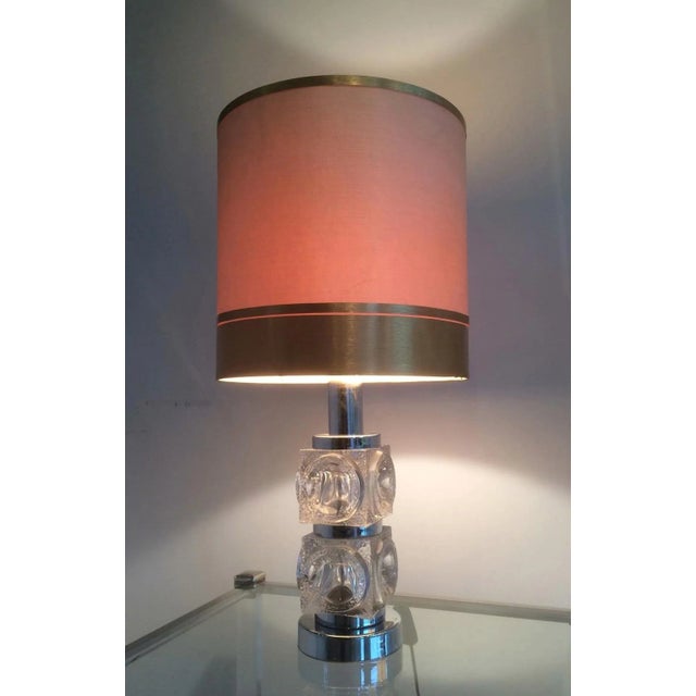 Chrome 1960s French Glass and Chrome Table Lamps - a Pair For Sale - Image 8 of 13