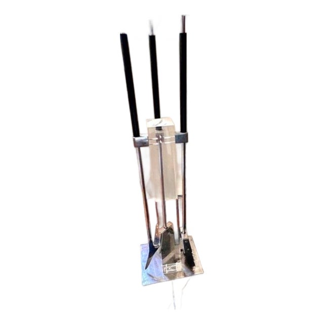 Alessandro Albrizi Mid-Century Modern Acrylic Lucite Fireplace Set For Sale