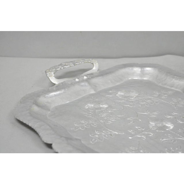 Metal Vintage Victorian Continental Silver Co "Wild Rose" 1055 Hammered Aluminum Tray For Sale - Image 7 of 13