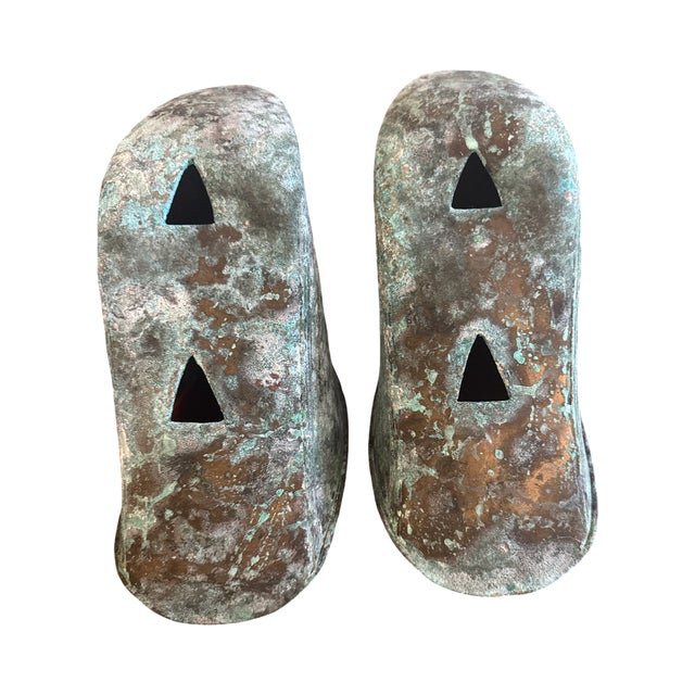 Antique Spanish Colonial Bronze Slipper Stirrups Pair 19th C South American Estribos For Sale In West Palm - Image 6 of 11