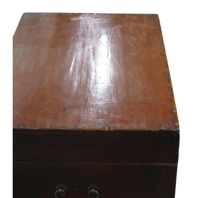 1900s Red Antique Trunk For Sale - Image 9 of 12