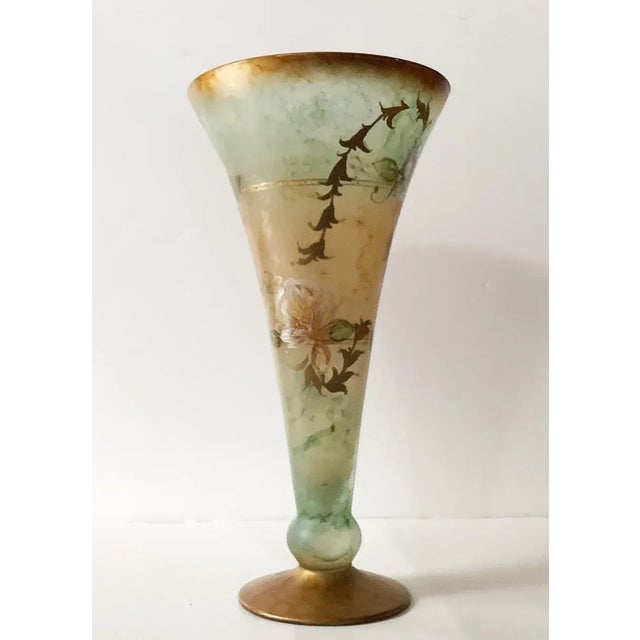 Art Nouveau Hand Made Vase Hand Painted 16.5 x 8.5 in Signed