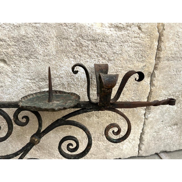 Pair of 18th Century Italian Painted Wrought Iron Wall Mounted Candle Holders For Sale - Image 9 of 18