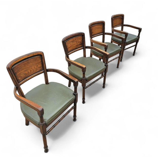 RAC Dining Chairs with Green Leather Cushions from Royal English, Set of 4 For Sale - Image 9 of 14