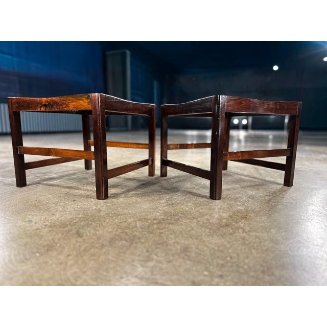 Pair of Brazilian Modern Stools in Rosewood and Cane, Liceu De Artes, 1960s For Sale - Image 4 of 15