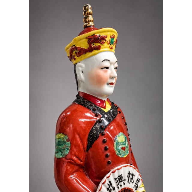 Antique Chinese Porcelain Emperor Figurine For Sale In New York - Image 6 of 9