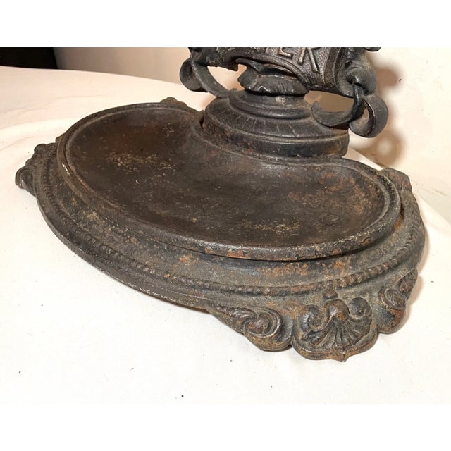 Large Antique Ornate Reaper Cast Iron Figural Umbrella Cane Floor Stand Holder For Sale - Image 10 of 12
