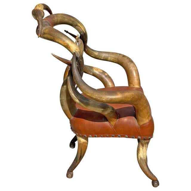 Late 19th Century 19th Century Longhorn Hearth Chair Attributed to Wenzel Friedrich For Sale - Image 5 of 12