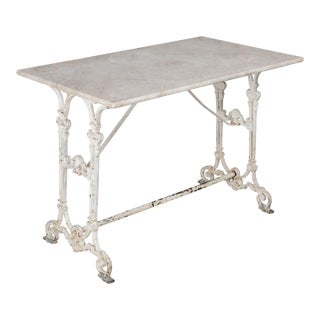19th Century French Cast Iron Marble Top Bistro Table For Sale