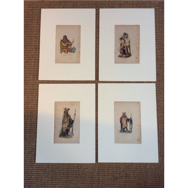 19th Century Native American Warrior Portrait Hand-Colored Prints - Set of 4 For Sale - Image 11 of 13