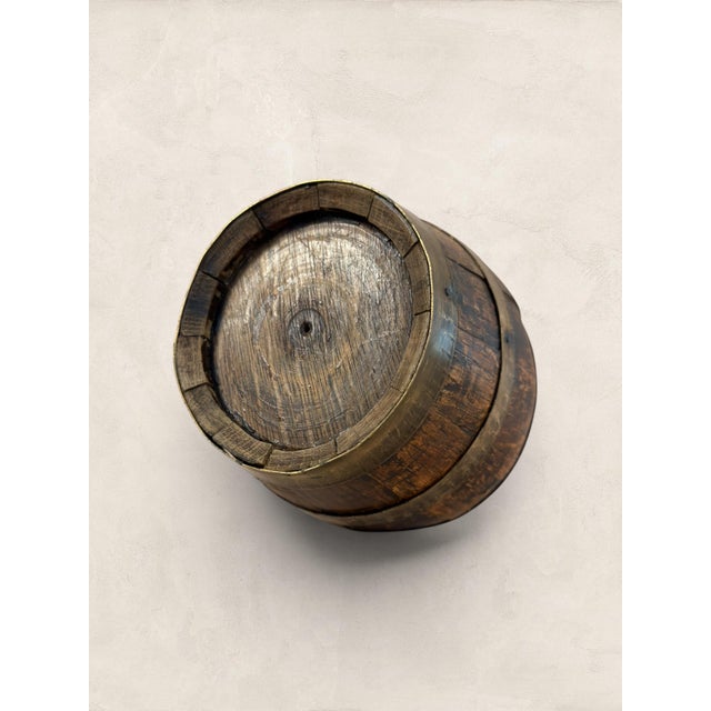 Antique French Oak Copper Bound Wine Jug Circa 1900 For Sale - Image 4 of 5