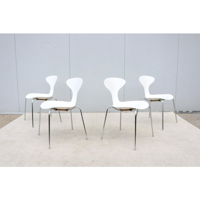 White Modern Ross Lovegrove for Bernhardt Design Orbit Stacking Dining Chairs Set of 4 For Sale - Image 8 of 18