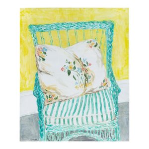 Green Wicker Chair by Jean Hannon