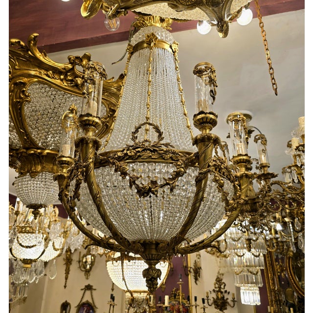 Royal Elegance Gold Crystal Chandelier For Sale - Image 4 of 4